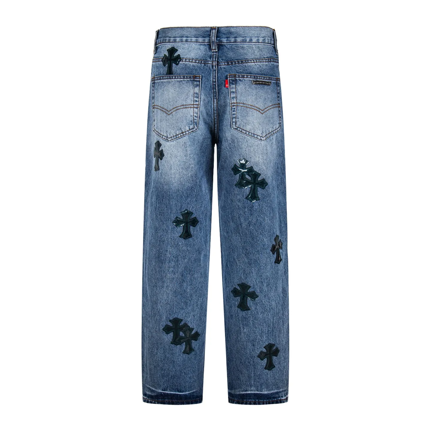 P280 High version (evergreen version) Chrome Hearts/Chrome Hearts 25FW CH Blue Pants Starry Sky Hole Laminated Leather Cross Bamboo Jeans. It adopts starry sky theme leather elements, mostly in the shape of a cross, with glitter on the leather surface. Unique design with simple and elegant details, exquisite workmanship, neat lines and in-place details on the entire pair of pants! It’s also so cool that both men and women can easily control it. It’s a gender-neutral trendy up version. Style number: 1766# Color: blue Size: 28 30 32 34 36